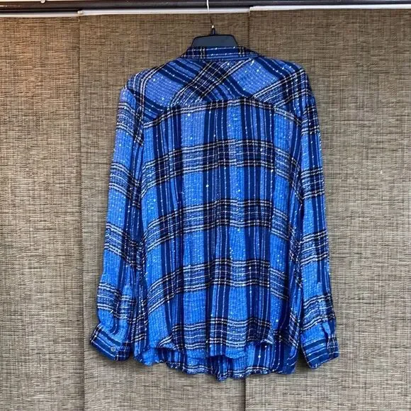 Style & Co. Blue Plaid Button Down Shirt - Picture 4 of 4